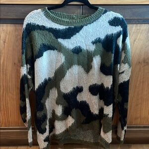 She + Sky Camo Knit Sweater